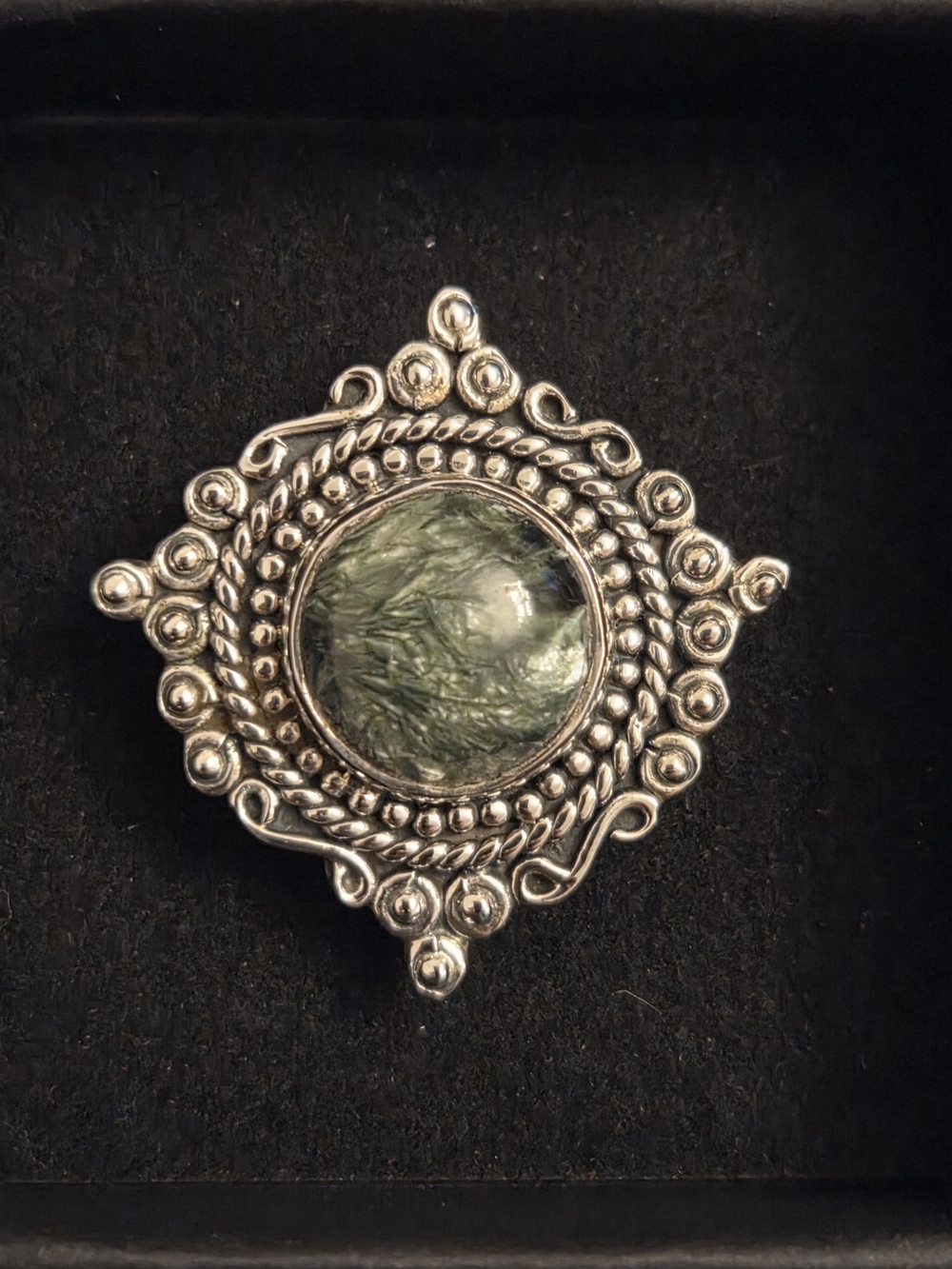 925 Sterling Silver Seraphinite Filigree ring